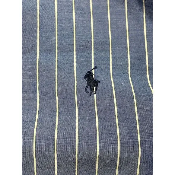 Ralph Lauren Yarmouth Blue Stripe 100% Cotton Long Sleeve Shirt 16.5 Large - Picture 4 of 8